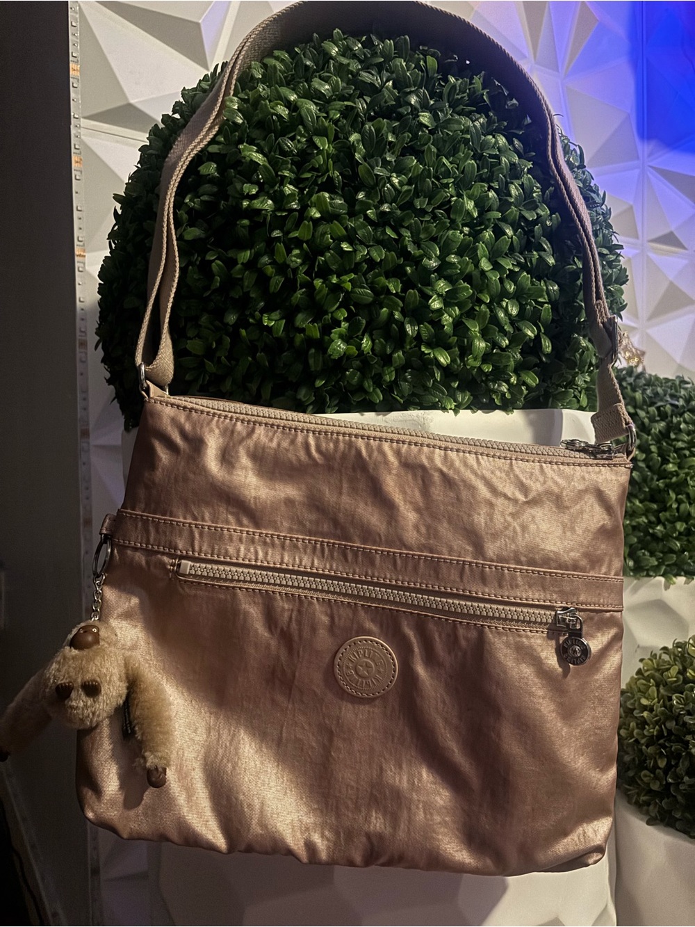 Kipling Rose Gold Metallic Shoulder Crossbody Bag